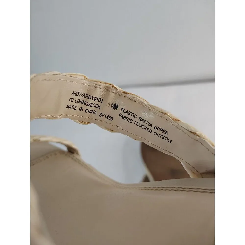 Steven New York Raffia Wedge Slide Shoes Beige Braided Sandals Women's 11M